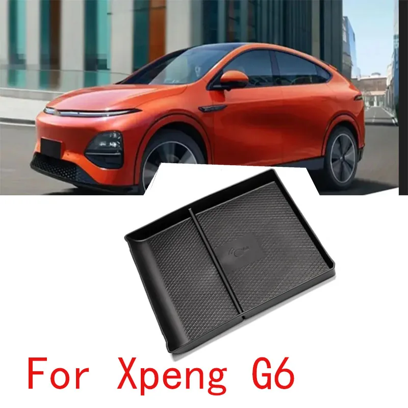

For Xpeng G6 Center Console Storage Box Car Central Lower Layer Tray TPE Organizer Tidying Black Car Accessories