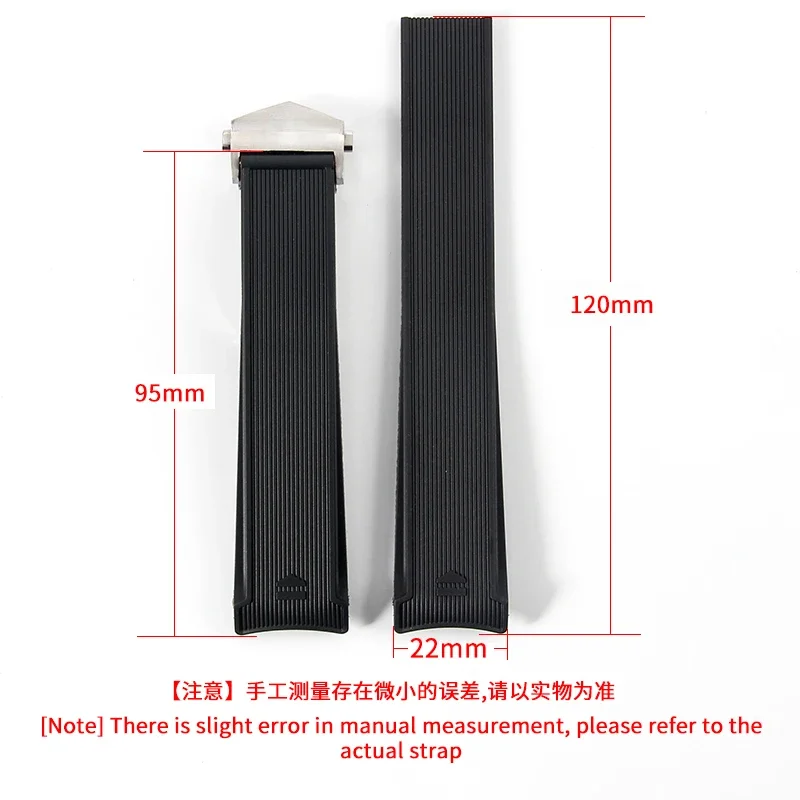 Silicone Watch Strap para Tag Heuer Concept F1, Strap Relógio Mergulho, 300 Rubber Arc Interface, Fold Buckle, Black and Blue Stripe, 22mm Tool