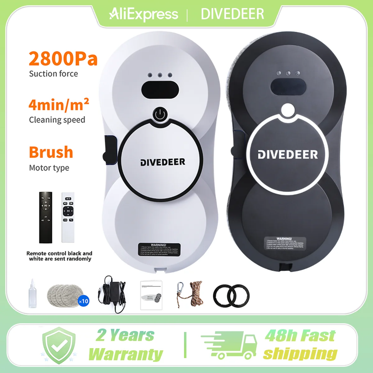 DIVEDEER Intelligent Water Spray Window Cleaning Robot Brushless Motor Glass Cleaner Spray Type Window Cleaning Robot