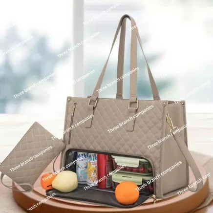 Tas Makan Siang Tas Tote Kapasitas Besar Laptop Pekerja Kantor Kotak Makan Siang 2 in 1 Satu Selempang Bahu