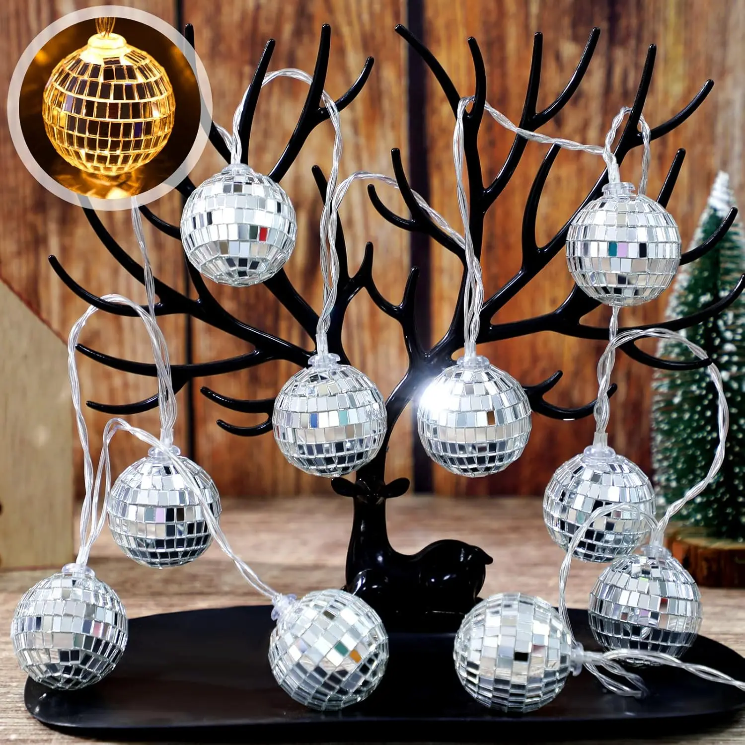 Гирлянда Disco Magic Ball на батарейках на Рождество, спальня, День святого Валентина, Зеркальный шар