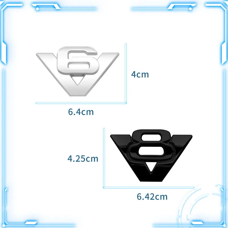 Universal Car Metal Sticker V6 V8 Logo Car Side Fender Rear Trunk Emblem Badge Sticker Car Styling Accessories