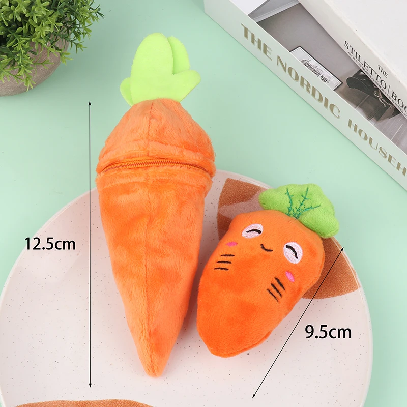 1PC High Quality Mini Cute Rabbit In Carrot Plush Toys Keychain Anime Brown Lop Eared Bunny Pendant Stuffed Doll Gift