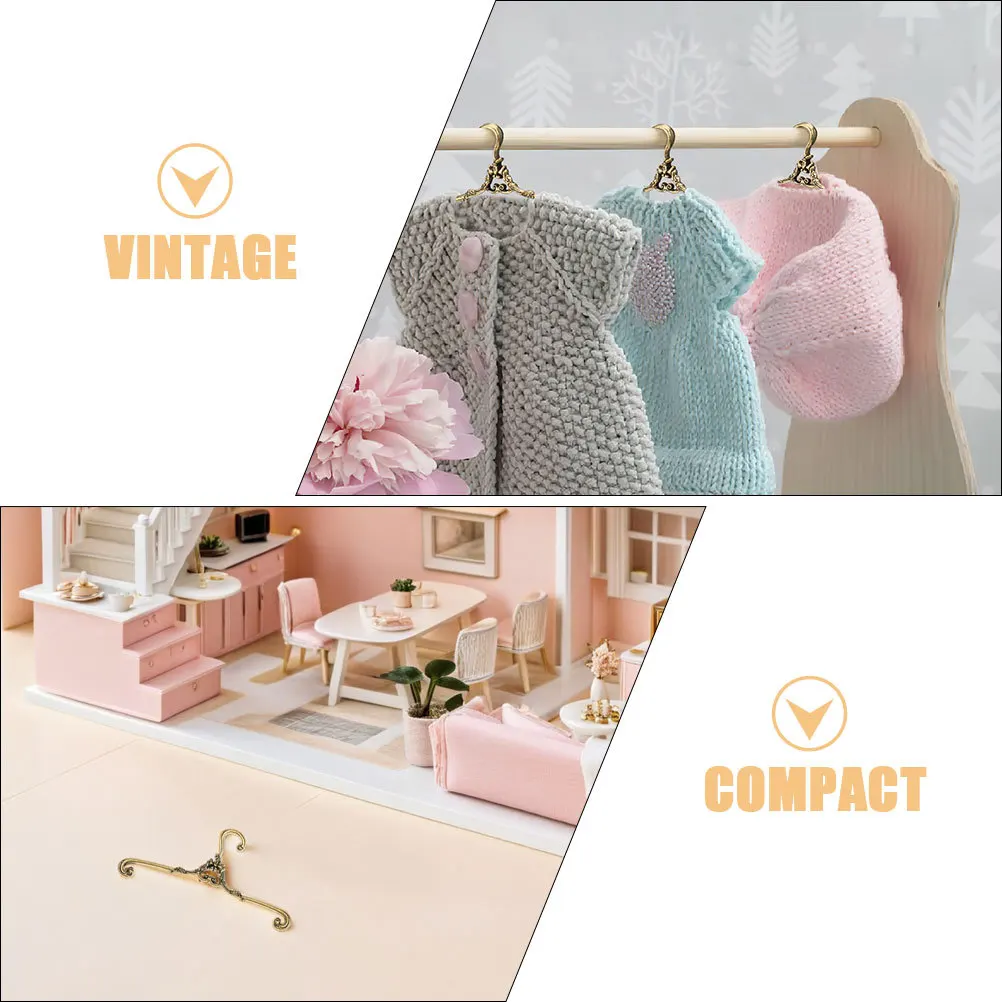 48 Stück Miniatur-Kleiderbügel aus Metall für Puppenhaus, Kleiderschrank, Displays, Kleidung, Aufbewahrungslösungen, Miniatur-Kleiderbügel