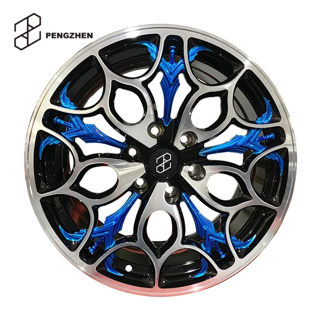 PENGZHEN red and gold colored with blue lip 5 hole 19 20 inch staggered car alloy wheel rim for Audi