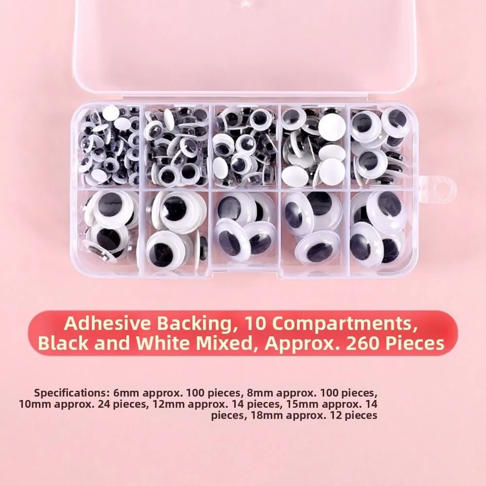 50/100pcs/bag 3D Dolls Activity Eyes DIY Plastic Wiggling Moving Eyes With Adhesive Backed with Eyelashes Dolls Eyes Accessories