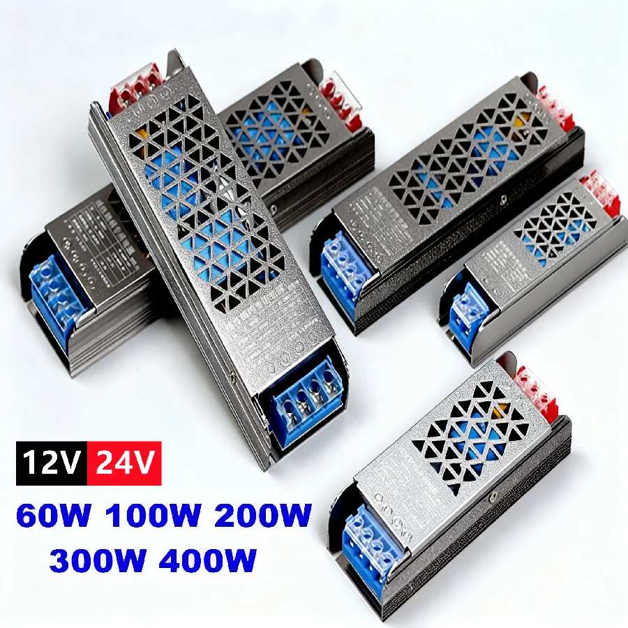 12V 24V AC To DC LED Power Supply Transformer 60W 100W 200W 300W 400W Super Thin Converter for LED Strip Light Bulb LED Driver