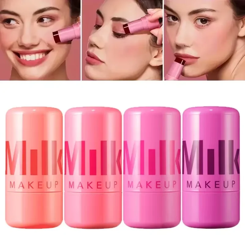 3-in-1 Milk Jelly Blush Stick Facial Cheek Stick idratante Flash Lip Gloss trucco Eye Face Rouge Lasting Brightens nuovo