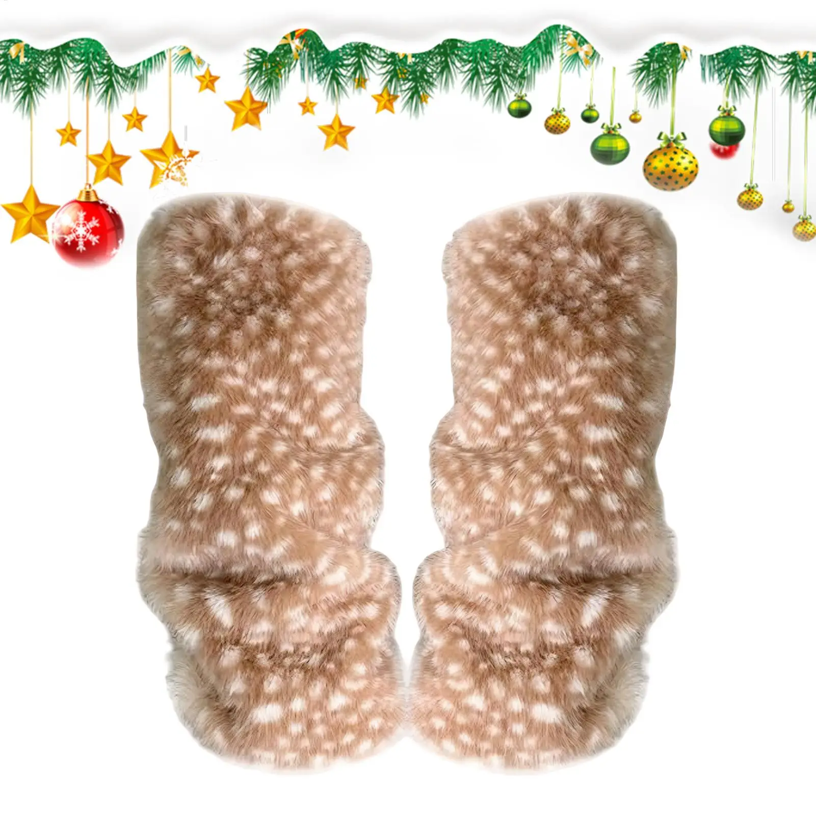 

1 пара теплых коричневых гетр 40x34 см с эластичным милым принтом оленя, зимние гетры для женщин и девочек-подростков, костюмные накладки на ноги