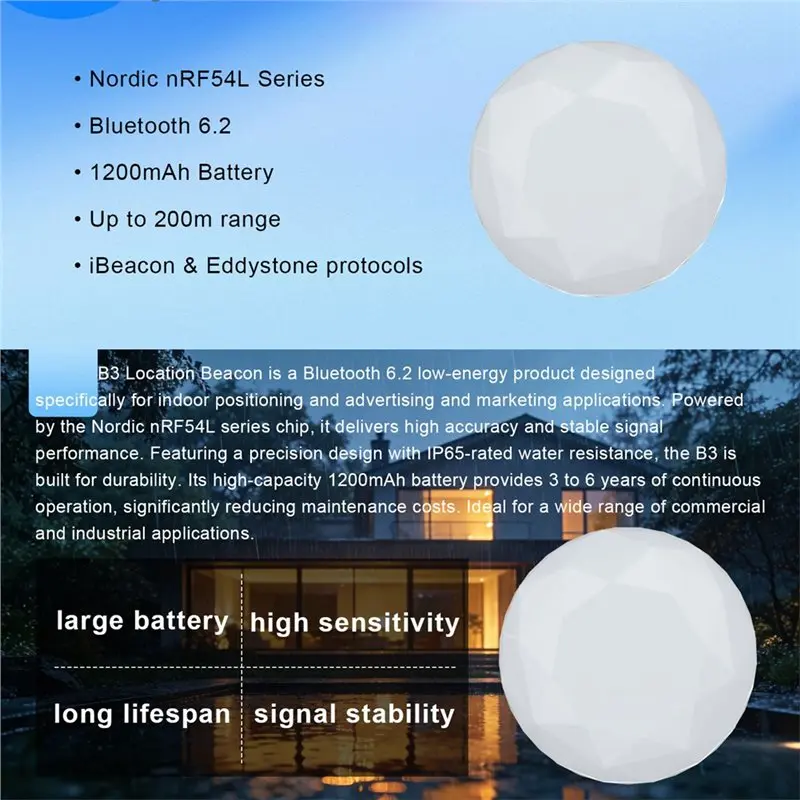 B27B NRF54L Series Proximity Beacon Tag Eddystone Ibeacon BLE 6.2 Bluetooth For Indoor Navigation IOT Location Black