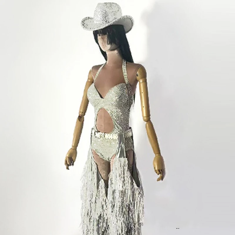 Vêtements de danse pôle Sexy pour femmes, body à paillettes, pantalon à franges, Costume Gogo de fête, Bar, discothèque, DJ Rave