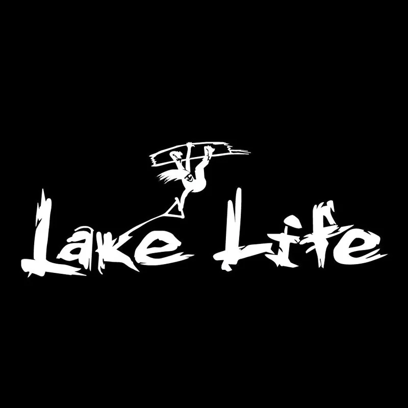 Car Sticker Girl Wake Board LAKE LIFEPVC Car Decoration Accessories Decal Creative Waterproof Sunscreen Black/white,18cm*7cm