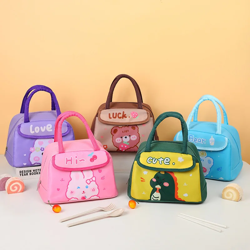 Children Lunch Bag Cute Cartoon Portable Insulated Box Outdoor Large Capacity Kids Boys Girls Handbags Student Lunch Bag Сумка