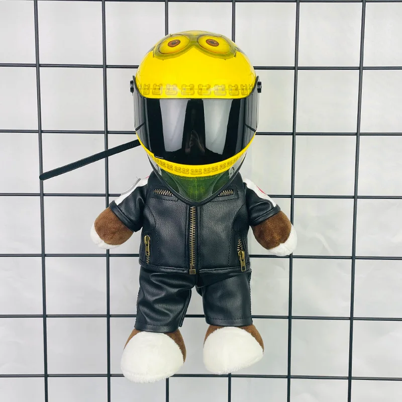 Locomotive decoration tail pendant mini yellow man mini helmet bear model collection gift bear helmet