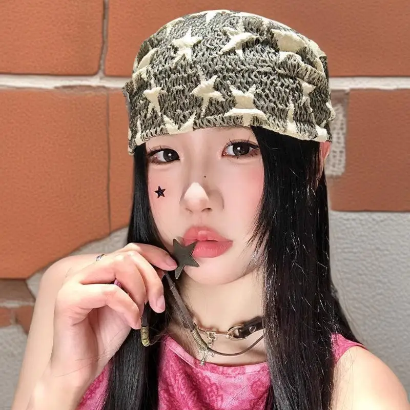 Модный треугольный шарф Y2K Subculture, модный шелковый платок, женская шляпа со звездой в стиле хип-хоп
