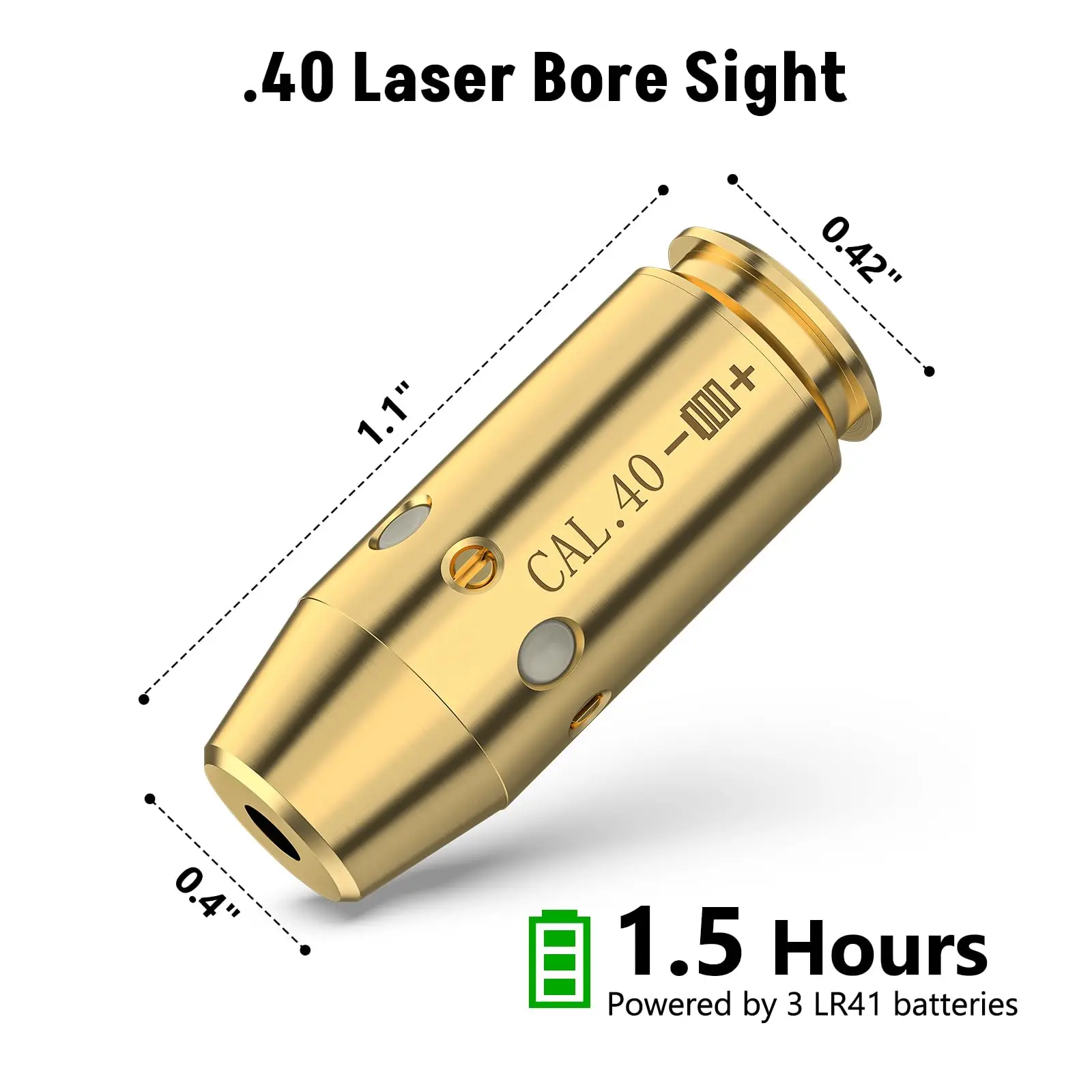 Red Bore Sight Laser .40 Boresighter For Airsoft Rifle Scope Zeroing Bore Sighting Laser with 6pcs Batteries On/Off End Cap Oper