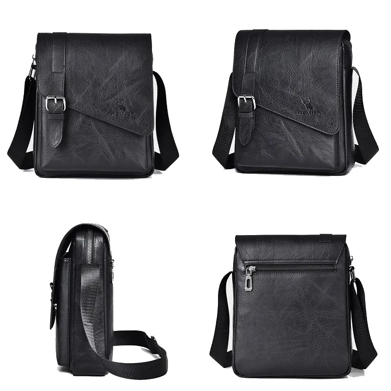 Men's Vintage Large Capacity Shoulder Bag with Multiple Compartments Travel Business Casual Leather Handbag