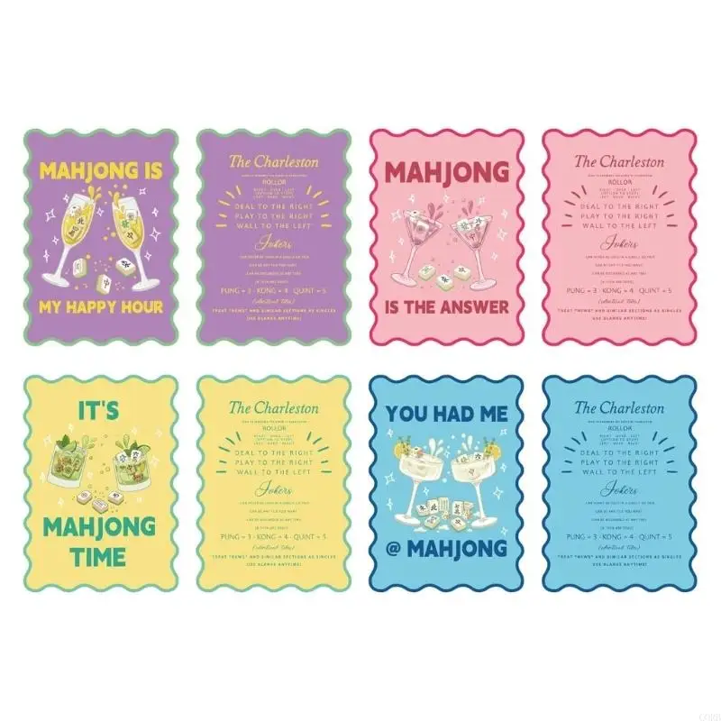 CORB Double-Sided Mahjong Guide Cards Set for Players and Table Reminders