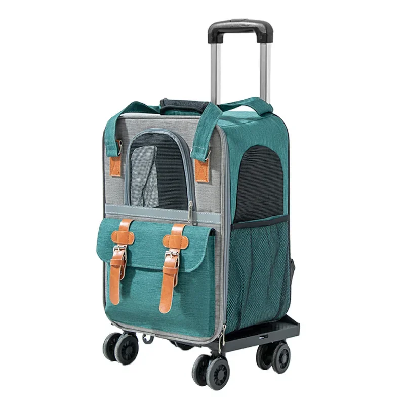 Wholesale Dog Cat Carrier With Wheels Outdoor Backpack Pet Carrier Pet Trolley Portable Pet Carrier