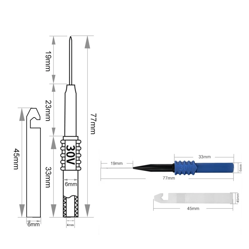 0.7mm Test Probe Pins Insulation Wire Piercing Needle Multimeter Probes for 4mm