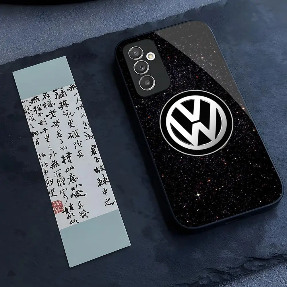 V-VolkswagenESS Car LOGO Phone Case Glass for Samsung Galaxy S24 S23 S21 S22 S20 Ultra Fe Plus A34 A54 A24 A52 A53 M54 Cover