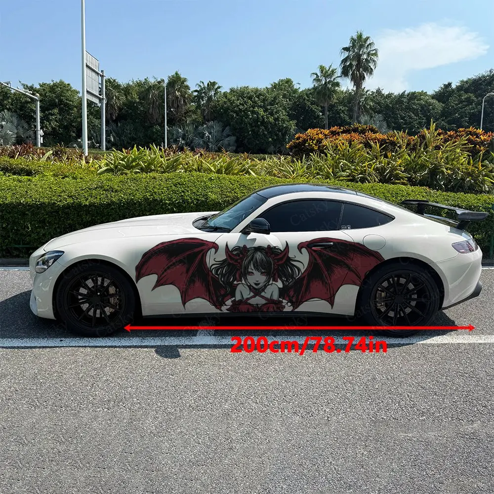 2pcs Girl Devil Car Sticker Full Body Decal Decoration Scratches Protect Car Sticker Waterproof Car Vinyl Wraps