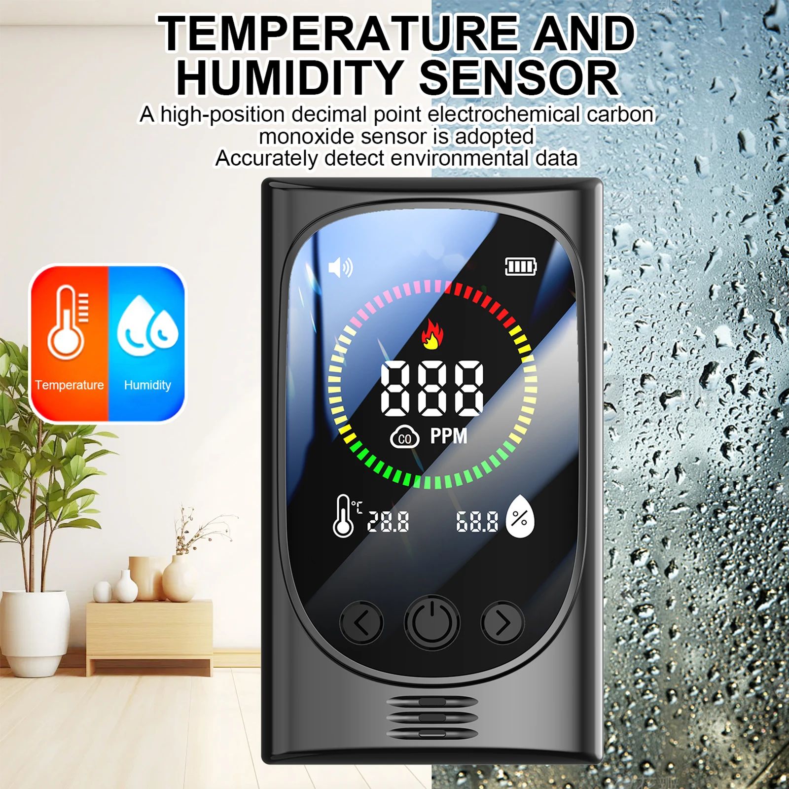 

4-in-1 Portable Carbon Monoxide Detector Plug in Wall Mini CO Monitor with Temperature & Humidity Display for Travel Home RV