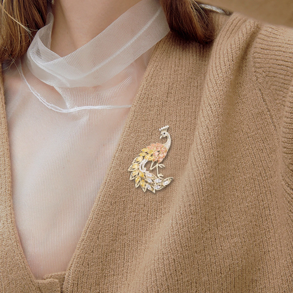 

Women Breastpin Colorful Stone Women Breastpin Retro Premium Personalized All match Gifts Accessories