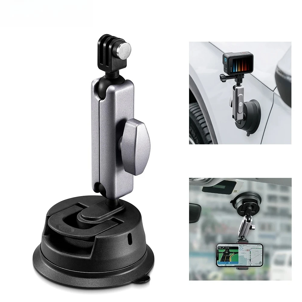 Car Phone/Camera Holder Suction Cup 360 Adjustable Mount 1/4 Standard Adapter for GoPro DJI Insta360 X3 Action Camera Accessory