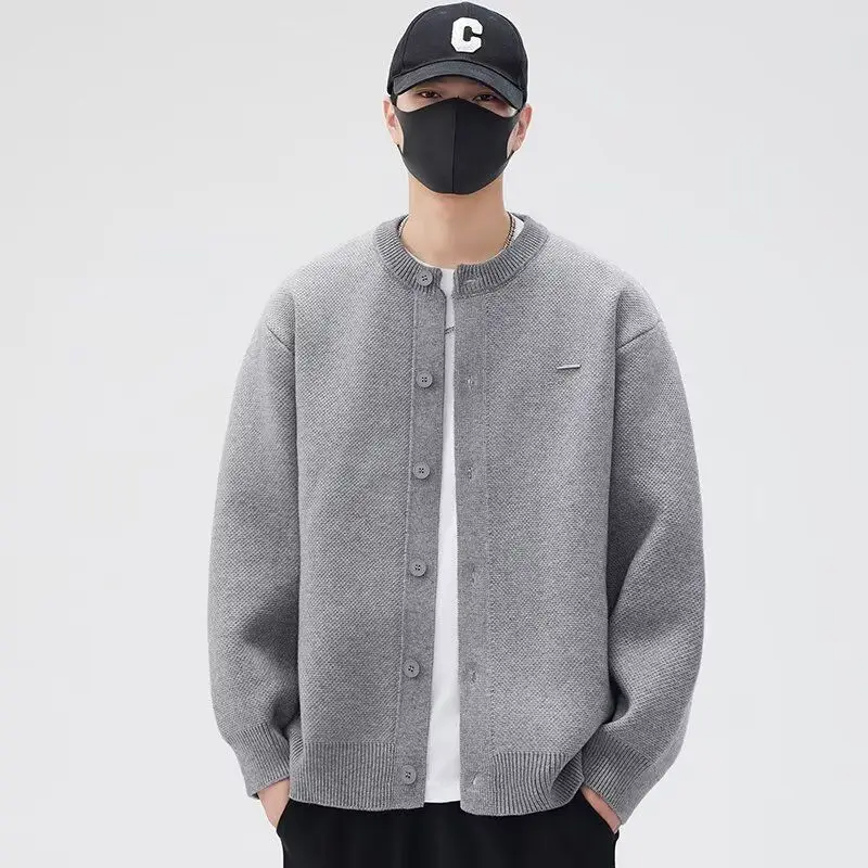 

Autumn New Sle Baseball Collar Thi Needle Open Cardigan Color Loose Casual Lazy Feeling Sweater Jaet Men Women