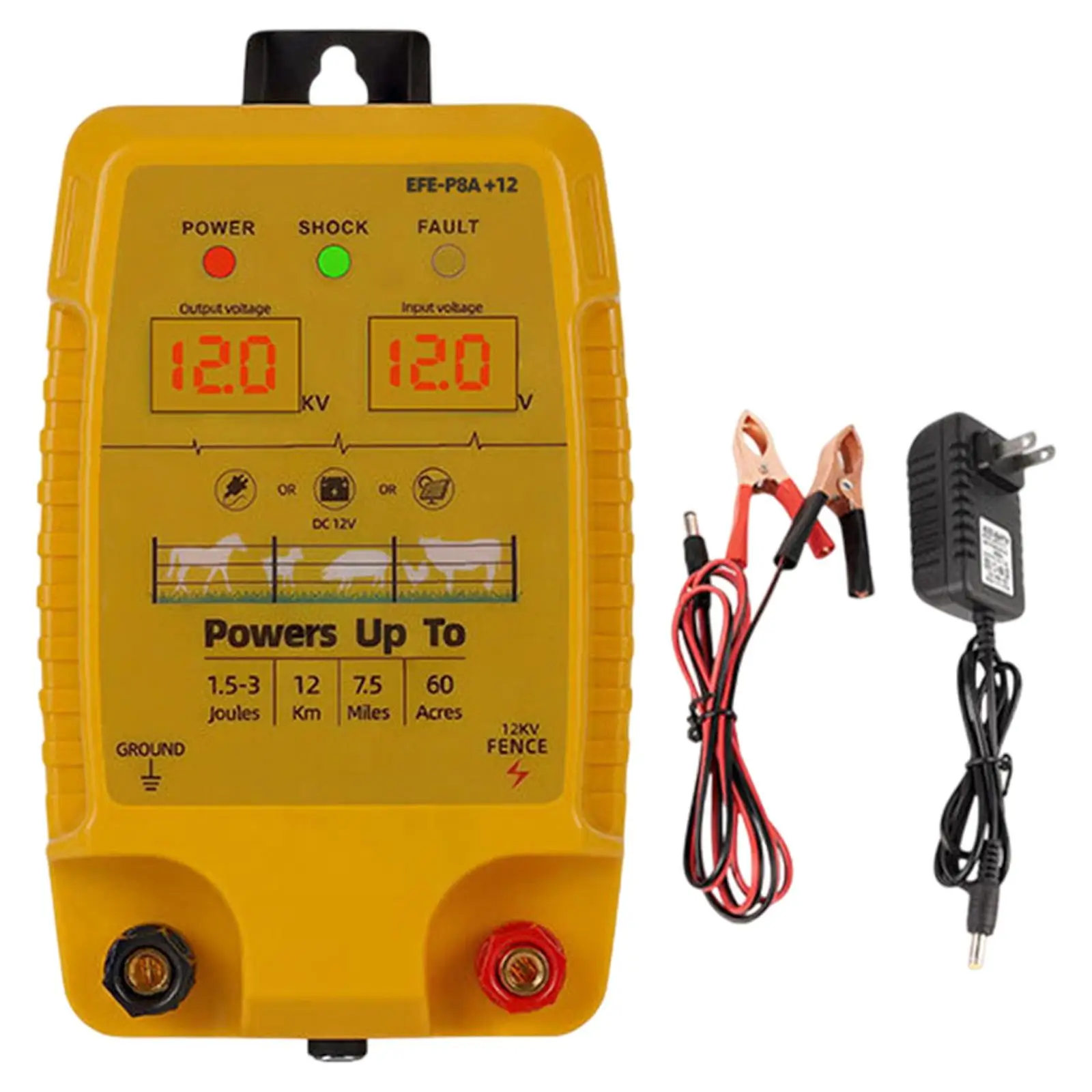 

Electric Fence Energizer Lightweight Sturdy Easy to Use Portable Electric Fence Charger for Poultry Livestock Farm Lawn Garden