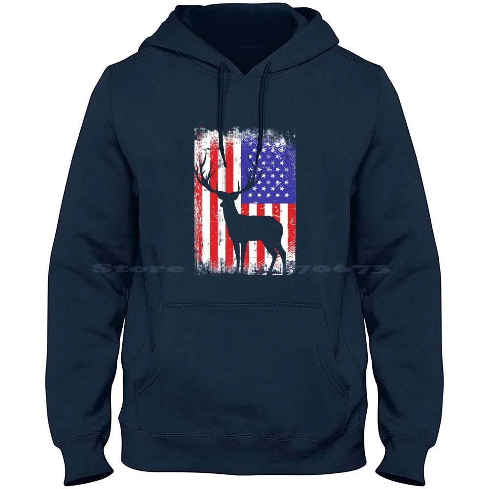 

Deer-Usa , American Flag 100% Pure Cotton Hoodie Tshirt To Hunt Hunter Rifle Hunter Costume Huntress JGermeister Antler Red