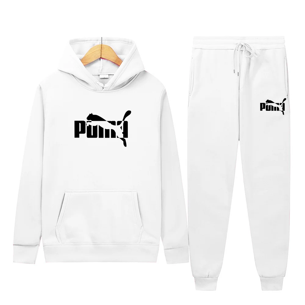 

Новинка 2024, комплект мужской одежды, свитшот, Зимние флисовые толстовки с капюшоном и штаны, спортивный костюм в стиле преппи, комплект из двух предметов на осень