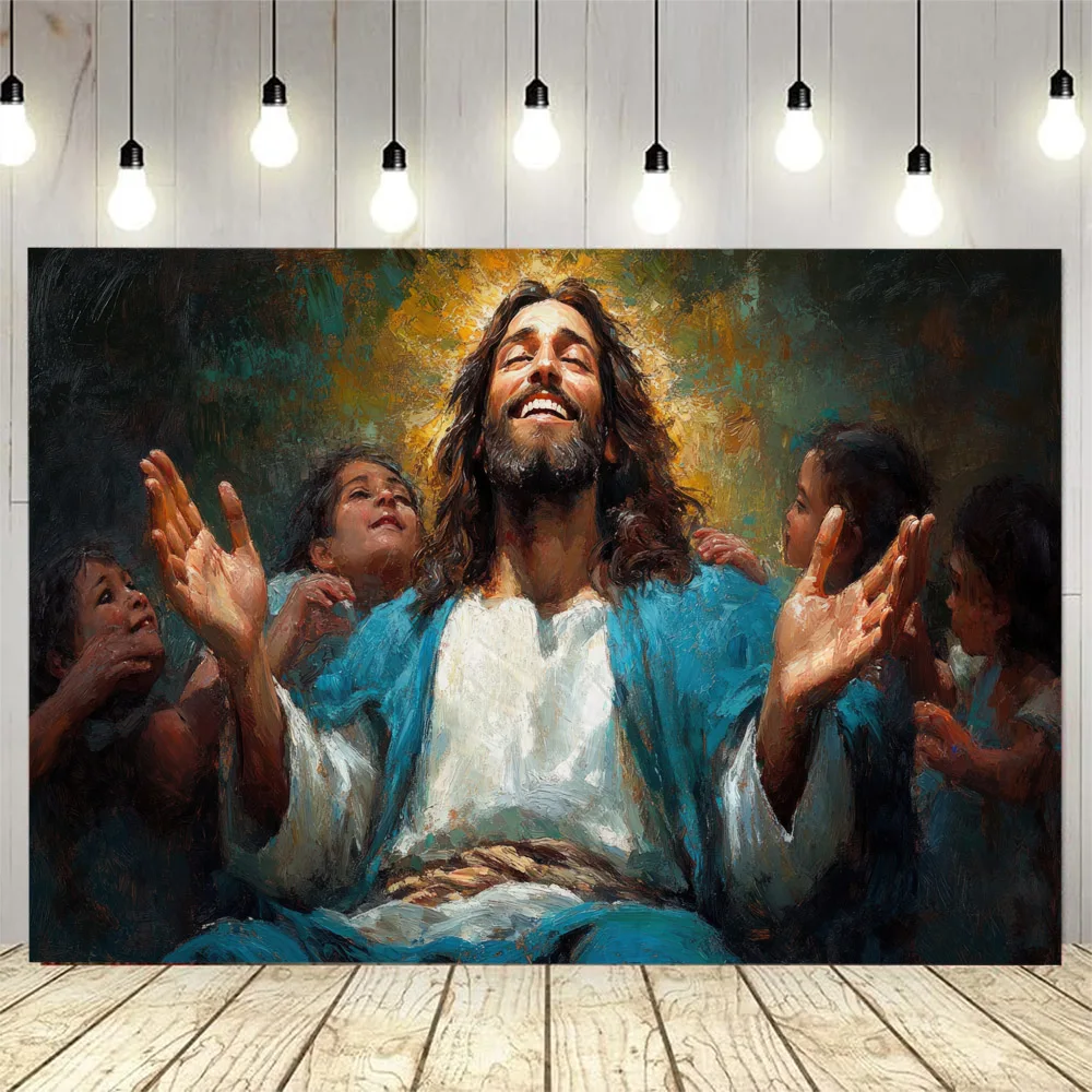 

Jesus oil painting wall hanging tapestry retro art background poster dreamy home dormitory studio fabric decoration mural