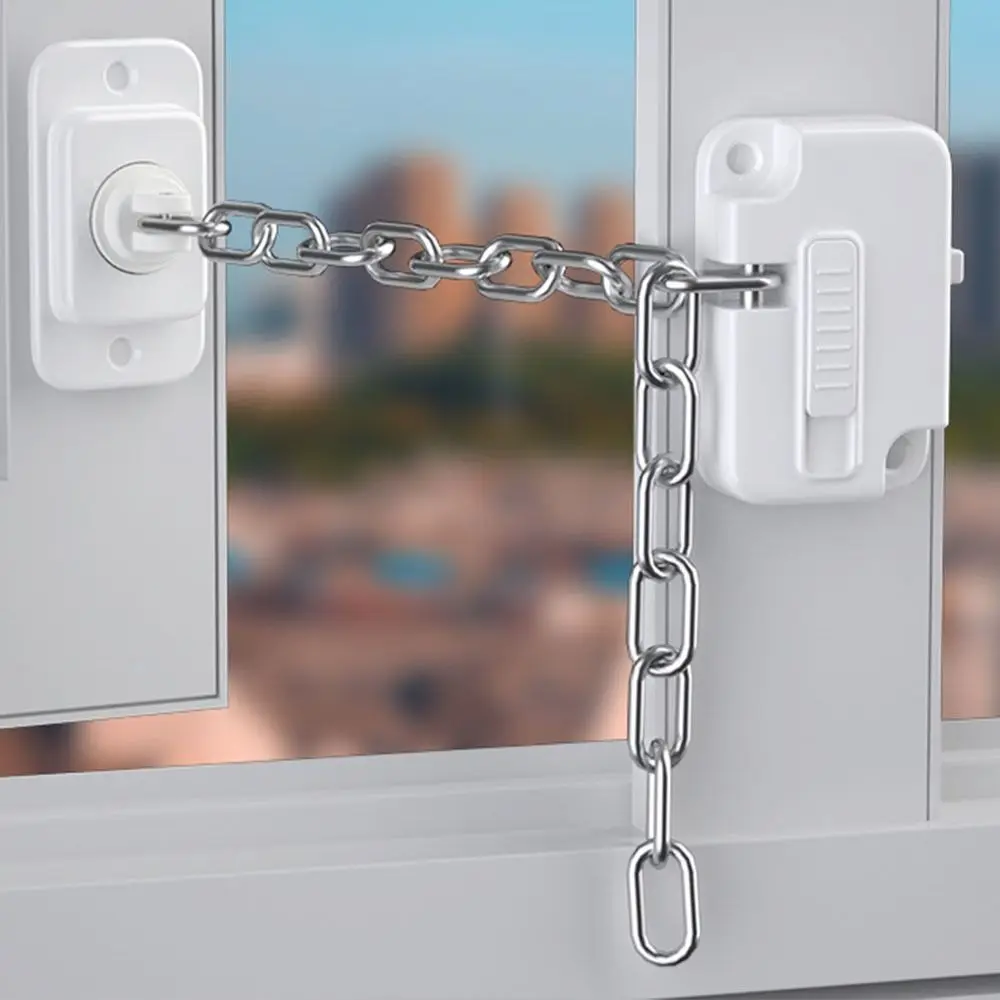 ABS Child Safety Window Chain, Não-Marcação, Pasta De Aço Inoxidável Adesiva, Rolha De Janela, Bloqueio De Proteção, Resistente, Gavetas