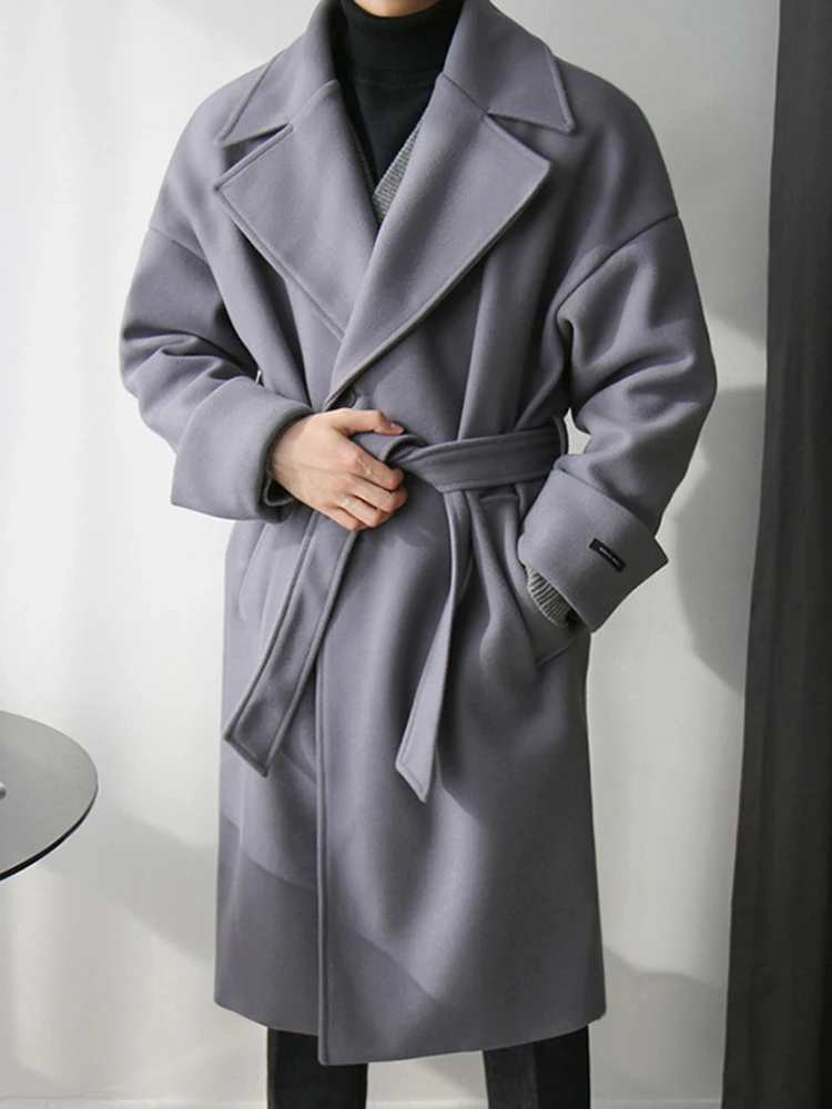 

MRCYC Men's Woolen Coat Autumn Winter Thiened Medium Length Tweed Jaet Korean Sle Trendy Haome High-End Feel Windbre...