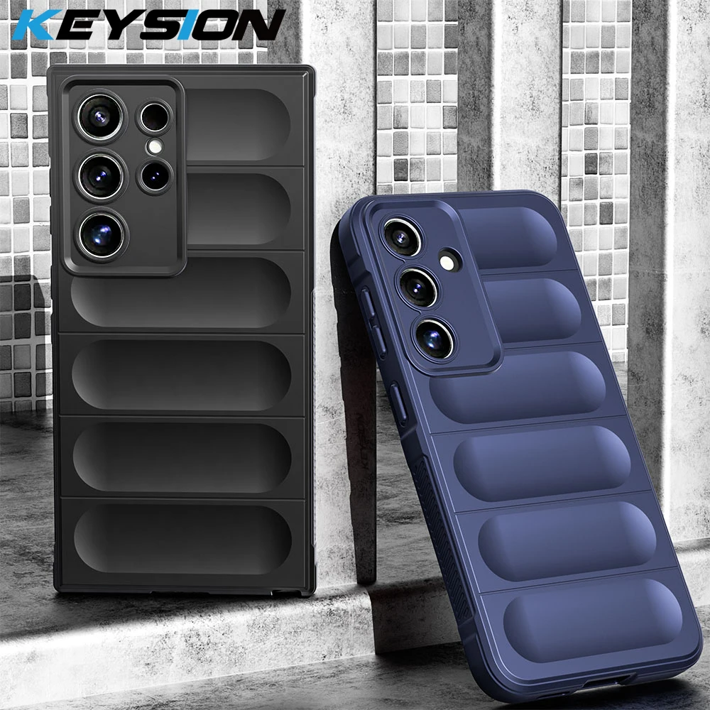 KEYSION Shockproof Case for Samsung S24 Ultra 5G S23 FE S22+ S21 Plus Soft Silicone Phone Back Cover for Galaxy Note 20 Ultra 5G