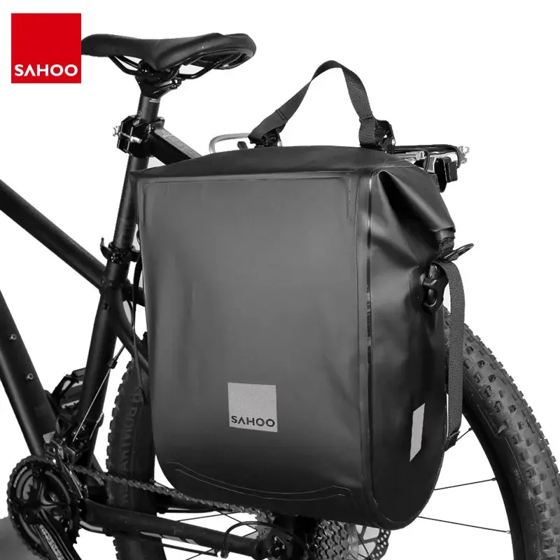 

Sahoo Bicycle Trunk Side Bag Water Resistant 20L Rear Seat Rack Pannier Cycling Travel Luggage Carrier Storage Bag W/ Carry Belt