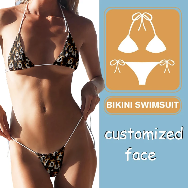 Fashion Custom Printed Swimsuit Women Sexy Brazilian Bikini Set Push-up Padded Bra Thong Two Pieces Swimwear Beachwear