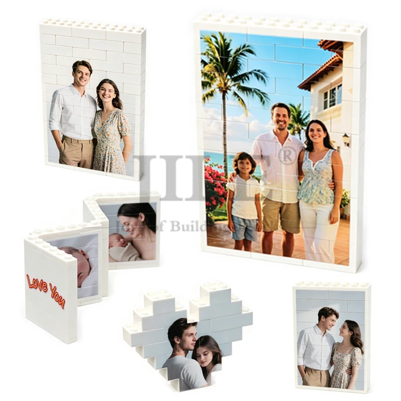 Personalisierter Ziegelstein-Fotorahmen, Geburtstags-Souvenir, Geschenk für Mama, Papa oder Sie, Weißer Puzzle-Rahmen für Jede Gelegenheit, DIY – Detail 2