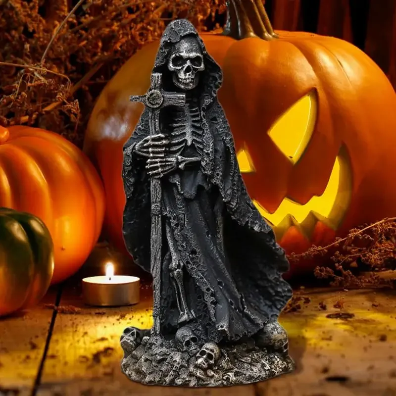 Devil Descent Decorative Figurine Gothic Resin Figurine Black Robe Horror Halloween Sculpture the Creeper Reaper Novelty