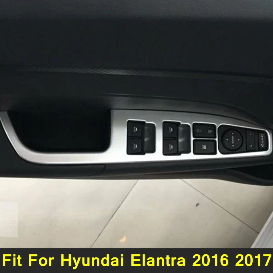 

For Hyundai Elantra 2016 2017 2018 LHD ABS Auto Inner Door Armrest Window Lift Switch Button Cover Trim Interior Kit Accessories