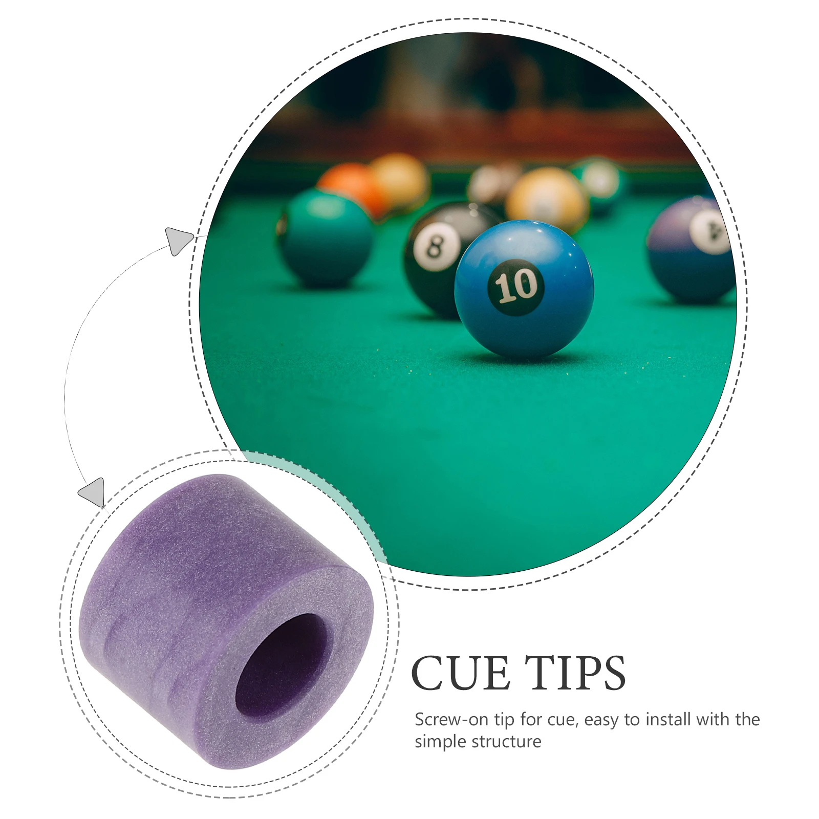 

Premium Replaceable Plastic Fitting Portable Lightweight Stick For Billiard Accessories Replacement Tip Head Tip For Pool Stick