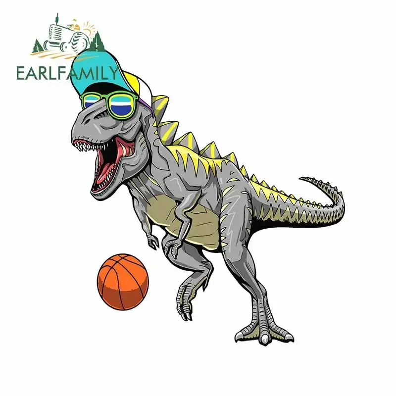 EARLFAMILY 13cm x 11.7cm for Dinosaur Basketball Glasses Cartoon Car Stickers Graphics Scratch-Proof Decal for Motorcycle Bumper