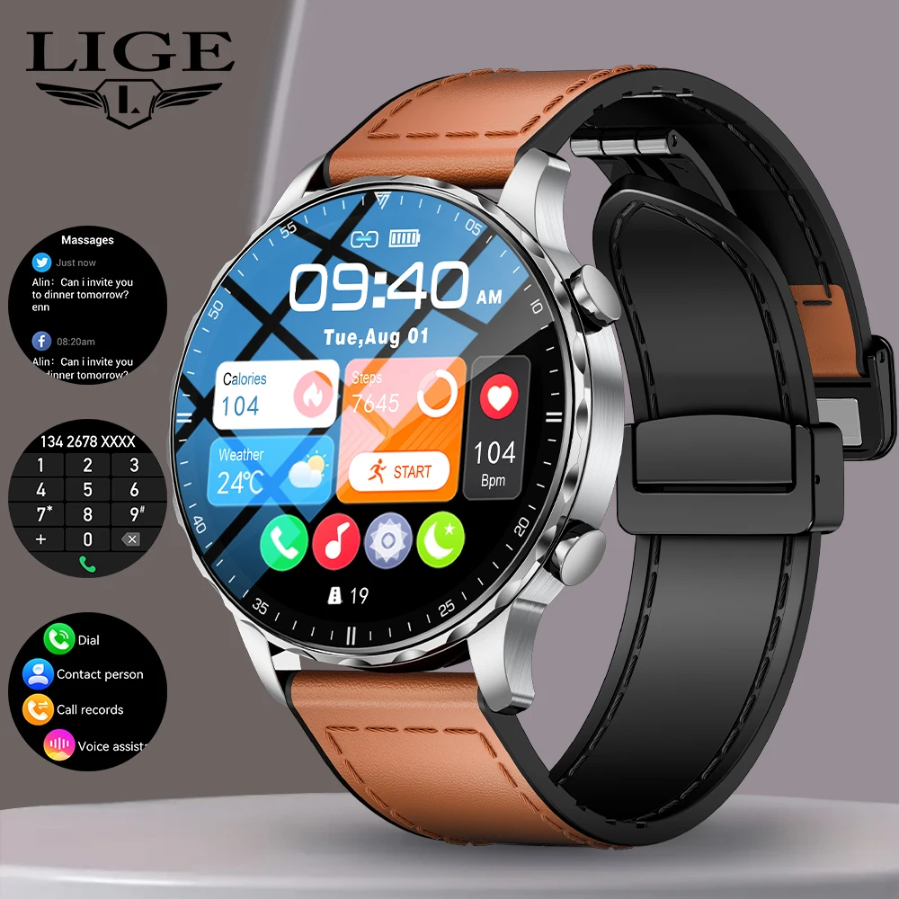 

LIGE 1.53Inch HD Bluetooth Call Smart Watch Men Sports Fitness Tracker Heart Monitor Clock Waterproof Smartwatch For Android IOS