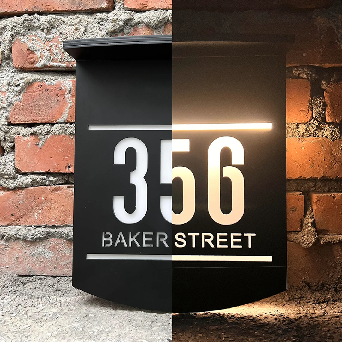 Personalized Exterior Solar House Sign Acrylic Plaque Led Customized Address Plaque Outdoor Street Name Solar House Number Sign