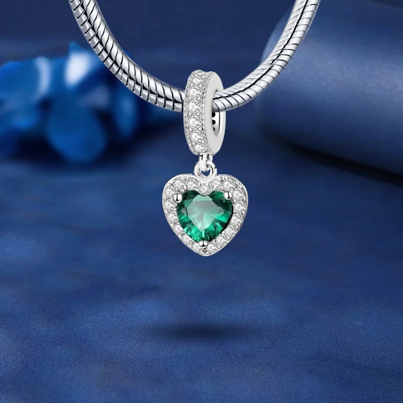 

925 Sterling Silver Fashion Zircon Red Love Heart Charms Beads Fit Original Pan Bracelet Bangles DIY Fine Jewelry For Women