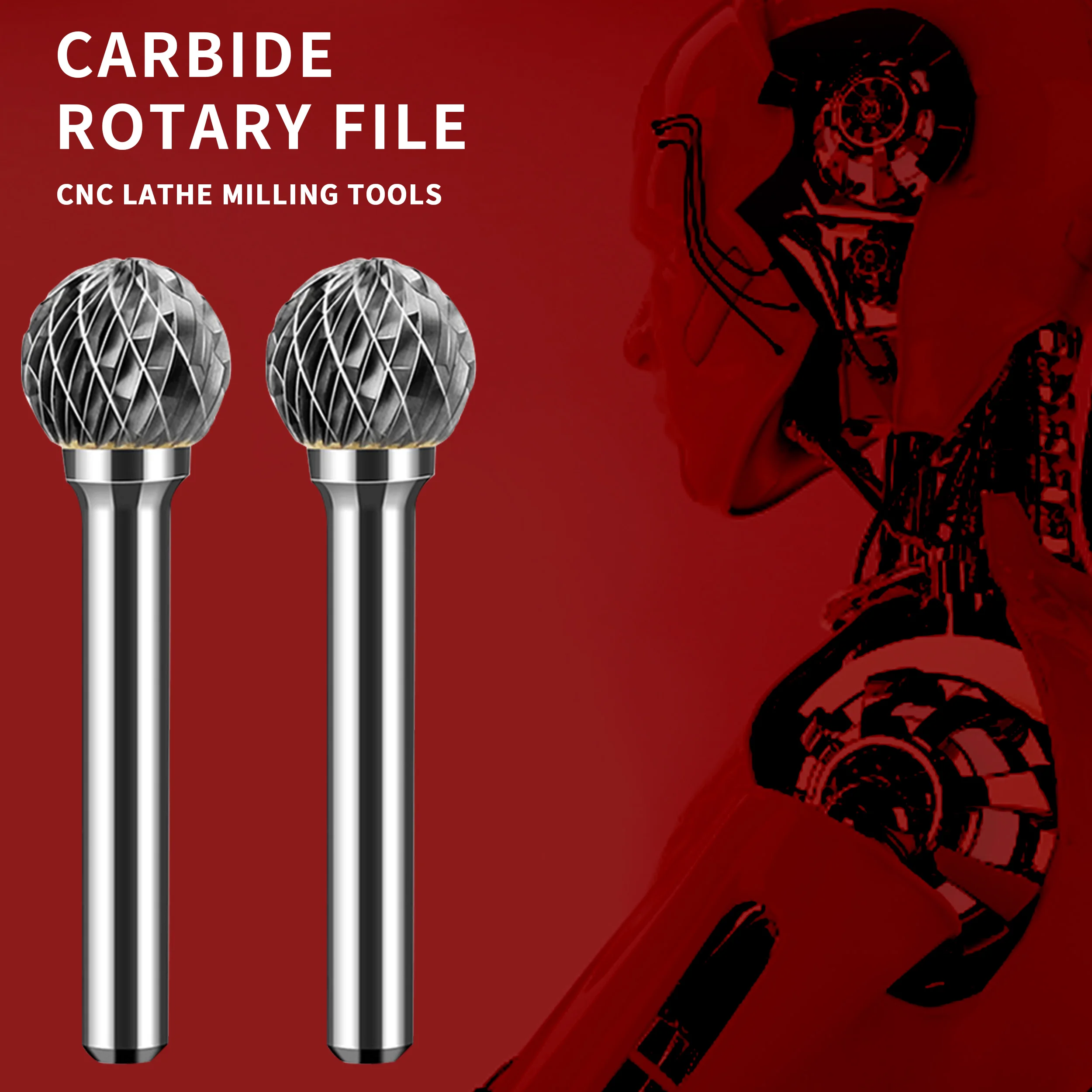 Imagem -03 - Carboneto de Tungstênio Rotary File Burr Die Grinder Ferramenta Abrasiva Redonda Bola tipo Broca Fresagem Metal Madeira Carving Bit tipo d e dx Ponto