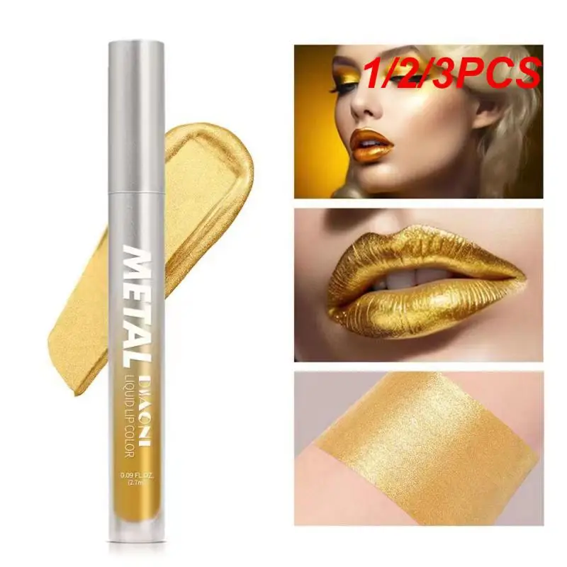 1/2/3PCS Dual-use Makeup Non-stick Cup Charming Appearance Lip Gloss Make-up Waterproof Metallic Luster Lip Makeup