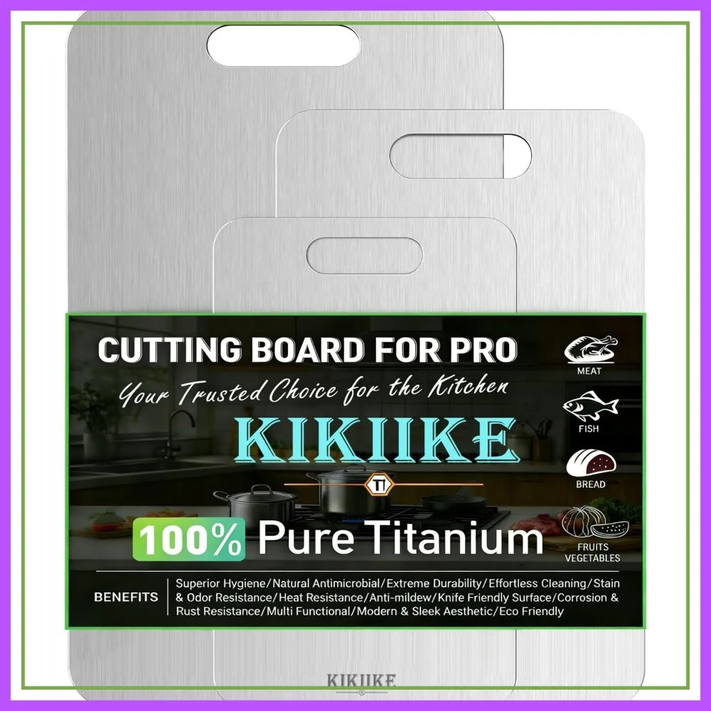 

100% Pure Titanium Cutting Board 3-Piece Set - Double-Sided, Non-Stick, Easy Clean Kitchen Chopping Boards